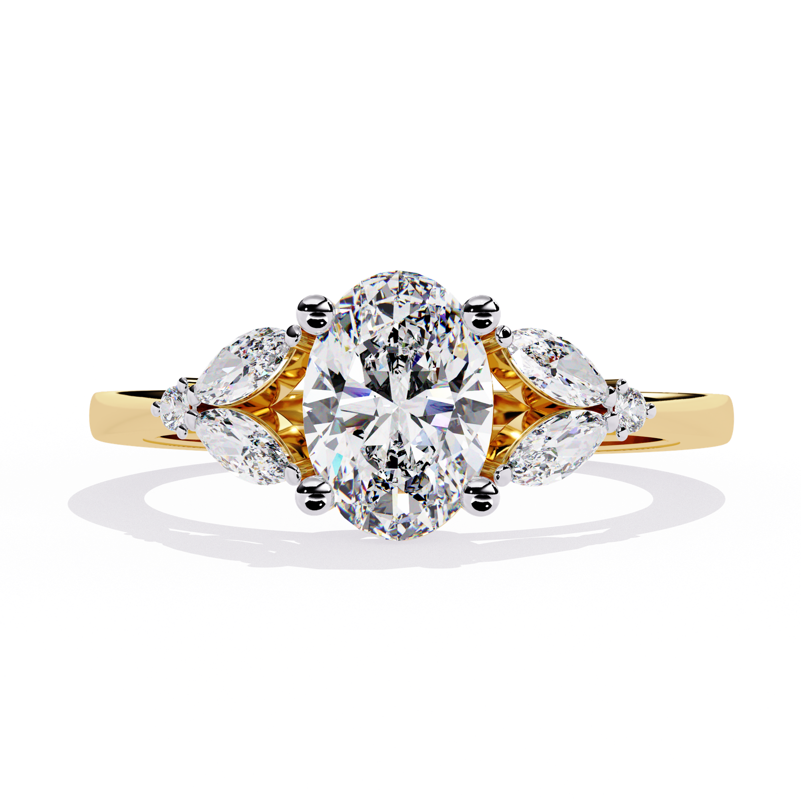 Oval Cut Three-Stone Diamond Engagement Ring