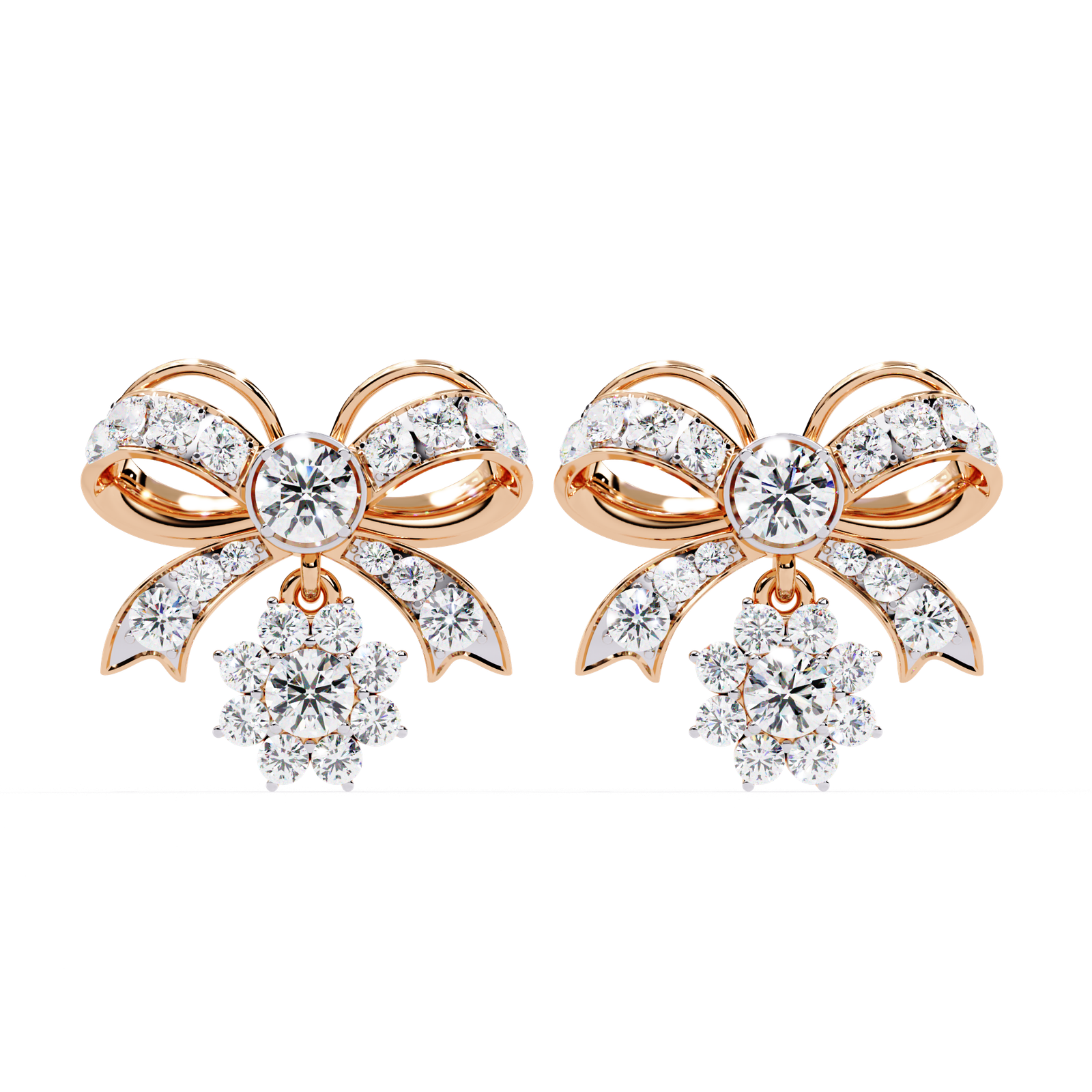 Diamond Bow Drop Earrings