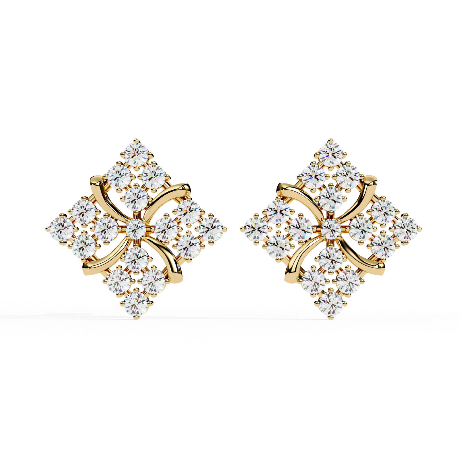 Floral Sparkle Diamond Cluster Earrings